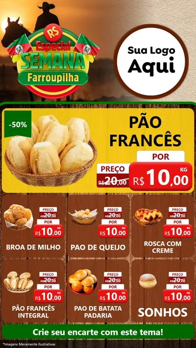 Modelo de Rede Social para Stories com o tema Especial Semana Farroupilha para Padaria