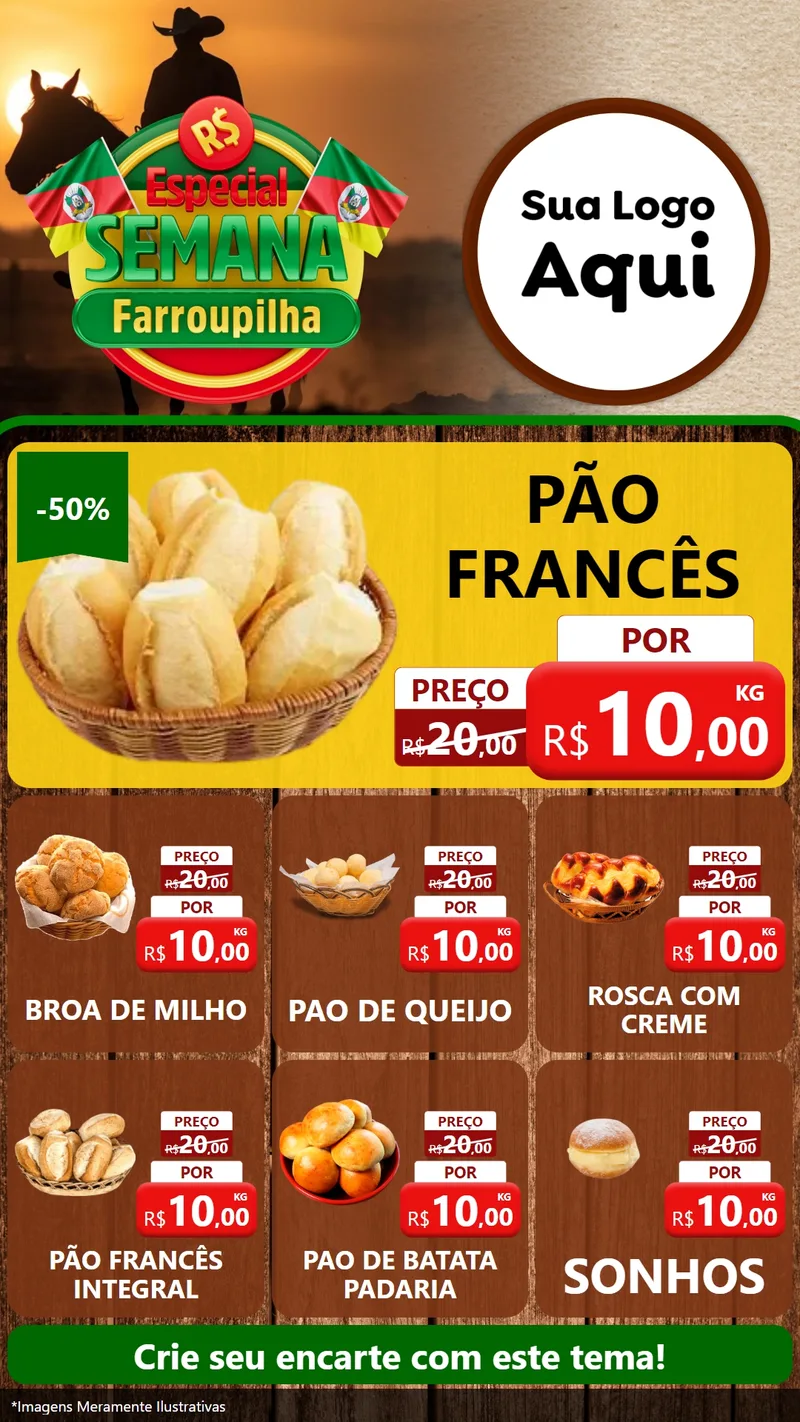 Modelo de Rede Social para Stories com o tema Especial Semana Farroupilha para Padaria