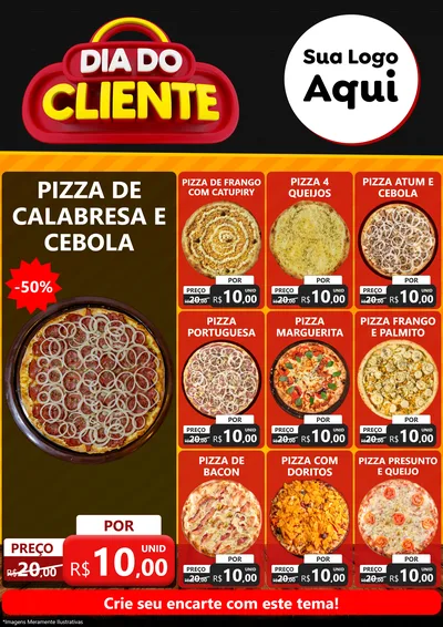 Modelo de Encarte para Encarte A4 Vertical com o tema Dia do Cliente para Pizzaria