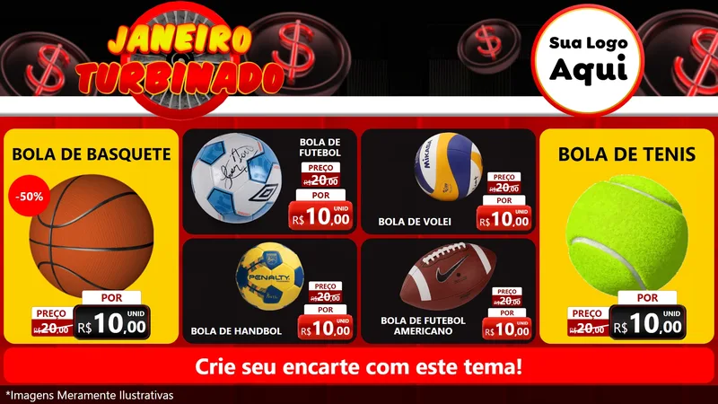 Modelo de TV para TV Horizontal com o tema Janeiro Turbinado para Artigos Esportivos