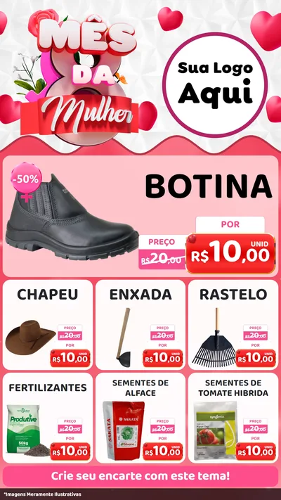 Modelo de Rede Social para Stories com o tema Mês da Mulher para Agropecuária