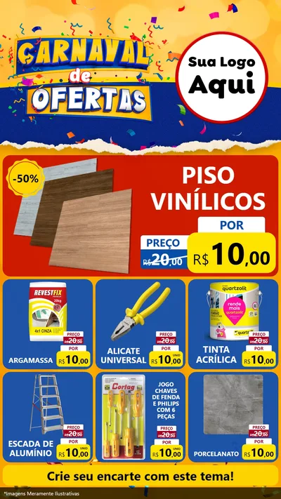 Modelo de Rede Social para Stories com o tema Carnaval de Ofertas para Material para Construção