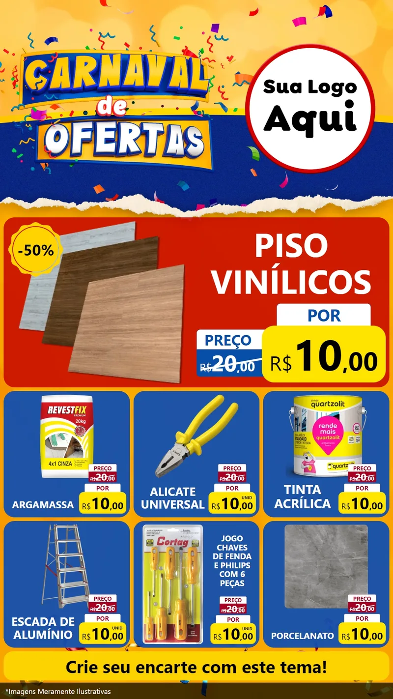 Modelo de Rede Social para Stories com o tema Carnaval de Ofertas para Material para Construção