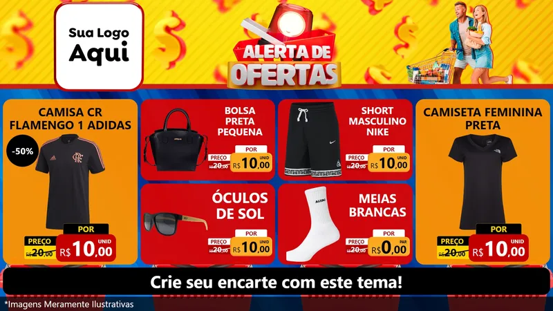 Modelo de TV para TV Horizontal com o tema Alerta de Ofertas para Roupas e acessórios