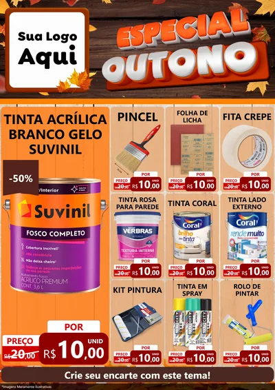Modelo de Encarte para Encarte A4 Vertical com o tema Especial Outono para Tintas e Ferramentas
