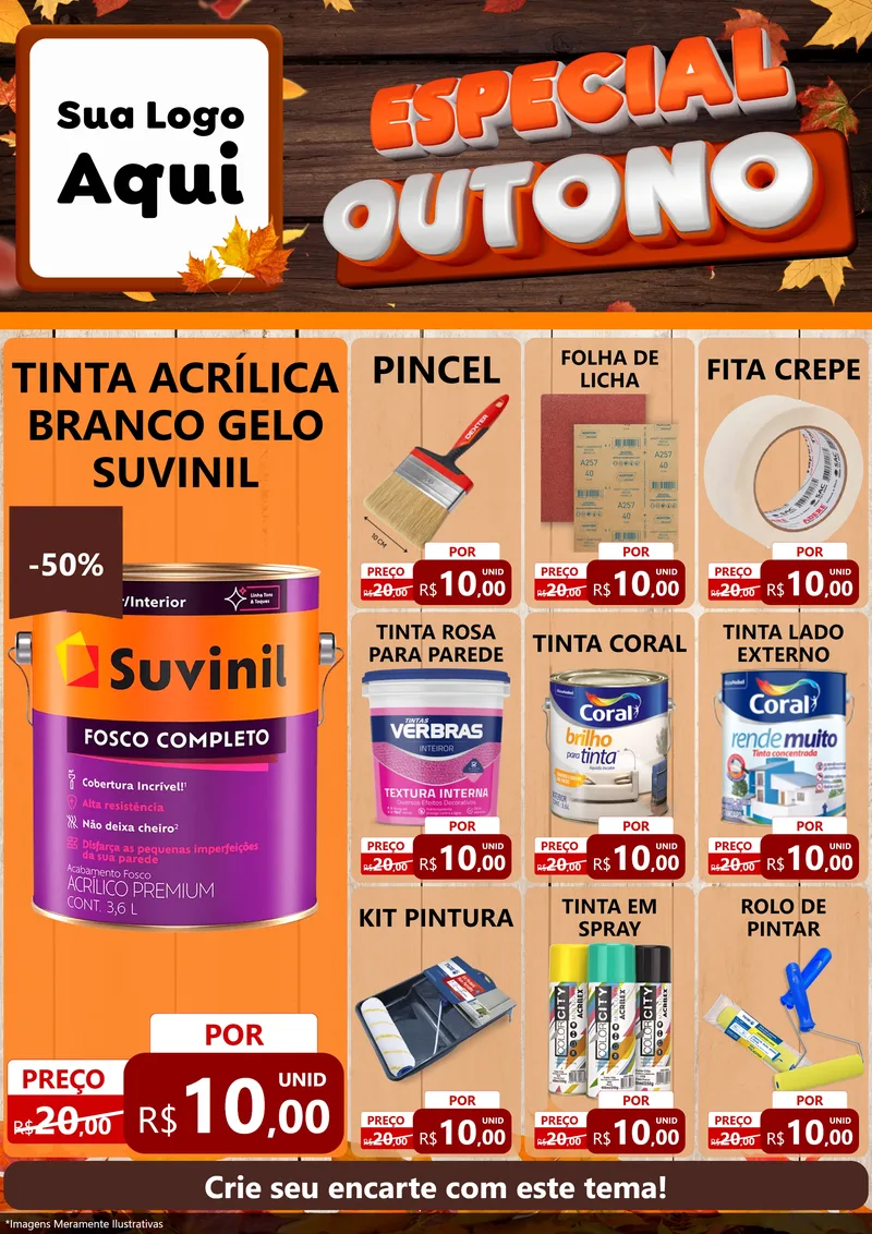 Modelo de Encarte para Encarte A4 Vertical com o tema Especial Outono para Tintas e Ferramentas