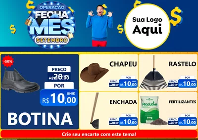 Modelo de Encarte para Encarte A4 Horizontal com o tema Operação Fecha Mês Setembro para Agropecuária