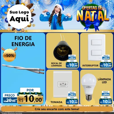 Modelo de Rede Social para Feed Facebook com o tema Ofertas de Natal para Materiais Elétricos