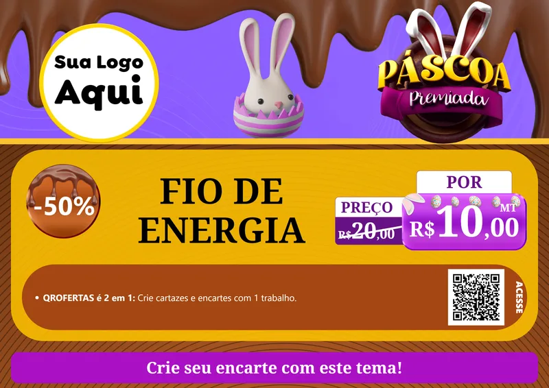 Modelo de Cartaz para Cartaz A4 Horizontal com o tema Páscoa Premiada para Materiais Elétricos