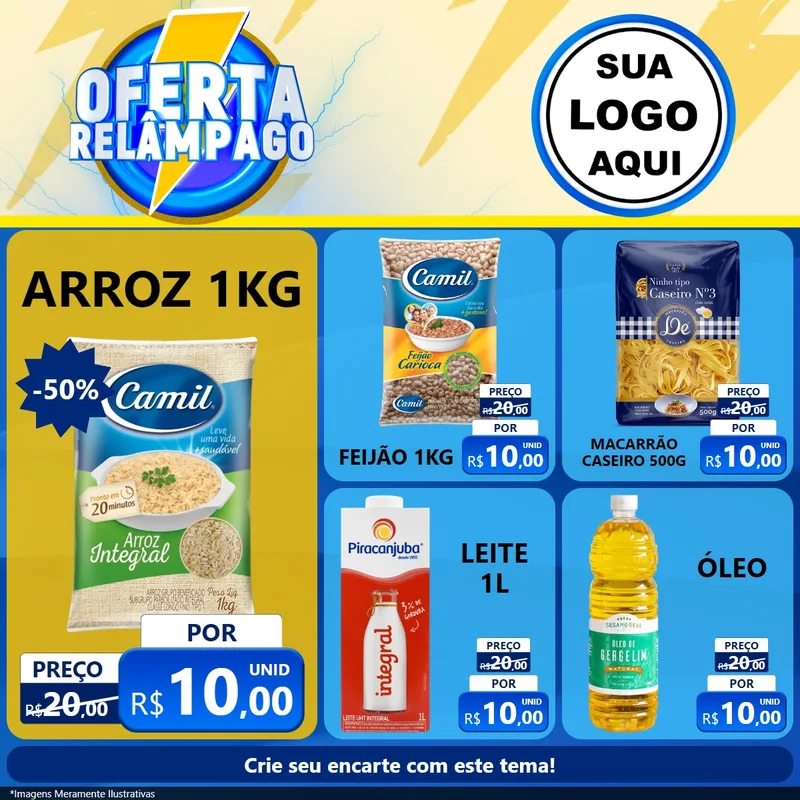 Modelo de Rede Social para Feed Facebook com o tema Oferta Relâmpago para Supermercado