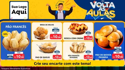 Modelo de TV para TV Horizontal com o tema Volta Às Aulas para Padaria