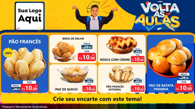Modelo de TV para TV Horizontal com o tema Volta Às Aulas para Padaria