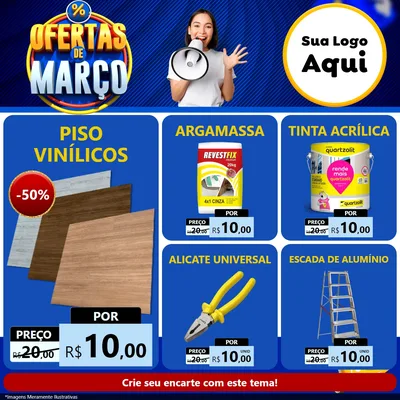 Modelo de Rede Social para Feed Facebook com o tema Ofertas de Março para Material para Construção