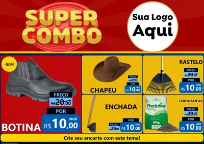 Modelo de Encarte para Encarte A4 Horizontal com o tema Super Combo para Agropecuária