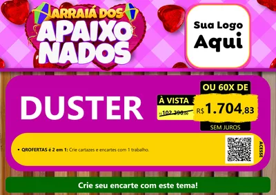 Modelo de Cartaz para Cartaz A4 Horizontal com o tema Arraiá dos Apaixonados para Concessionaria de Carros