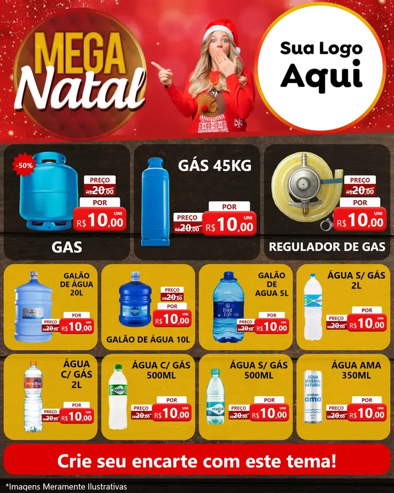 Modelo de Rede Social para Feed Instagram com o tema Mega Natal para Água e gás