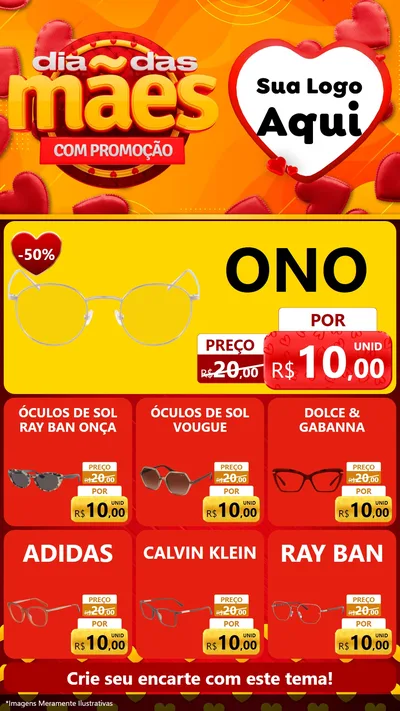 Modelo de Rede Social para Stories com o tema Dia das Mães com Promoção para Óticas
