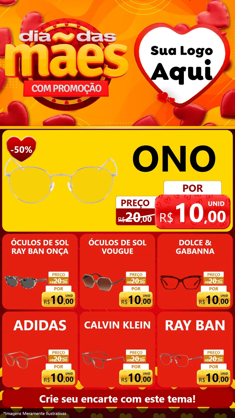 Modelo de Rede Social para Stories com o tema Dia das Mães com Promoção para Óticas