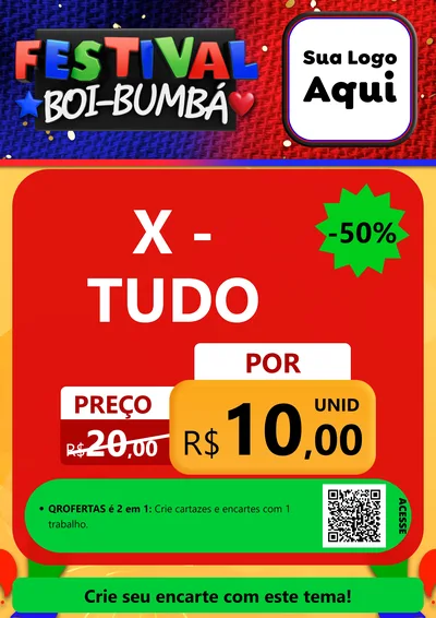 Modelo de Cartaz para Cartaz A4 Vertical com o tema Festival Boi-Bumbá para Hamburgueria