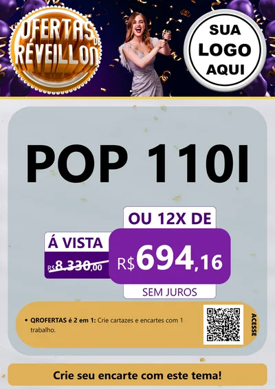 Modelo de Cartaz para Cartaz A4 Vertical com o tema Ofertas de Réveillon para Concessionaria de Motos