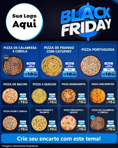 Modelo de Rede Social para Feed Instagram com o tema Black Friday para Pizzaria
