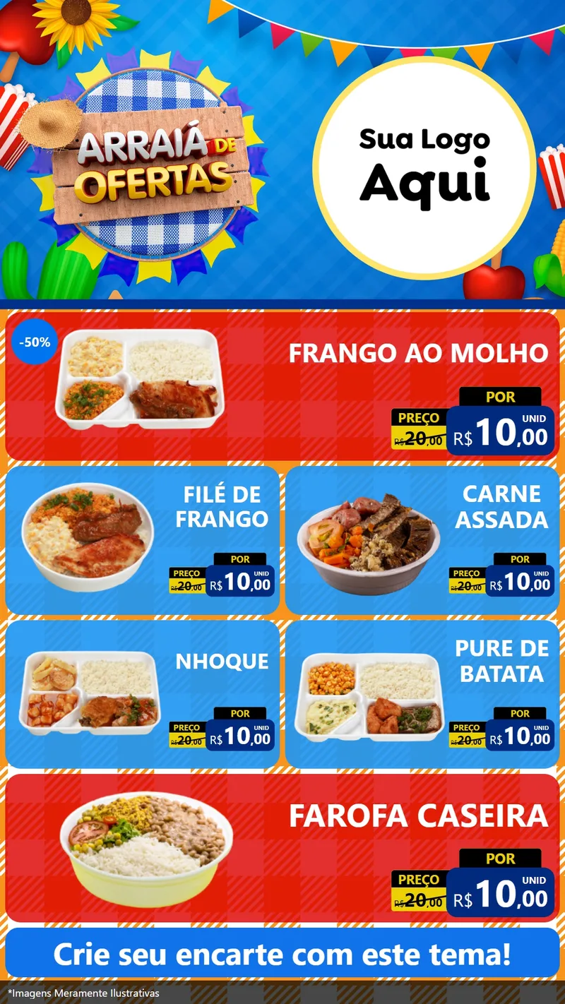 Modelo de TV para TV Vertical com o tema Arraiá de Ofertas para Restaurante
