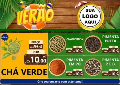 Modelo de Encarte para Encarte A4 Horizontal com o tema Verão para Produtos Naturais