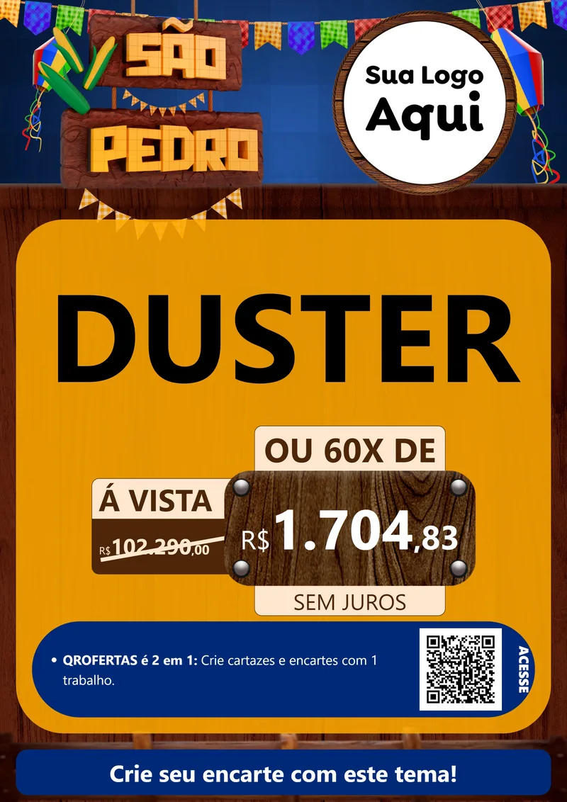 Modelo de Cartaz para Cartaz A4 Vertical com o tema São Pedro para Concessionaria de Carros