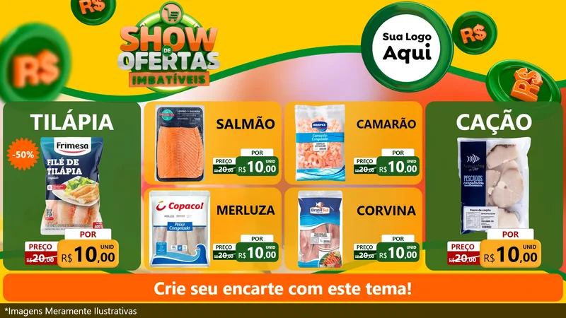 Modelo de TV para TV Horizontal com o tema Show de Ofertas Imbatíveis para Peixaria