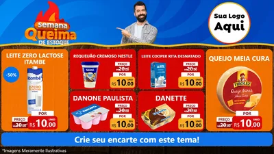 Modelo de TV para TV Horizontal com o tema Semana Queima de Estoque para Frios e Laticínios