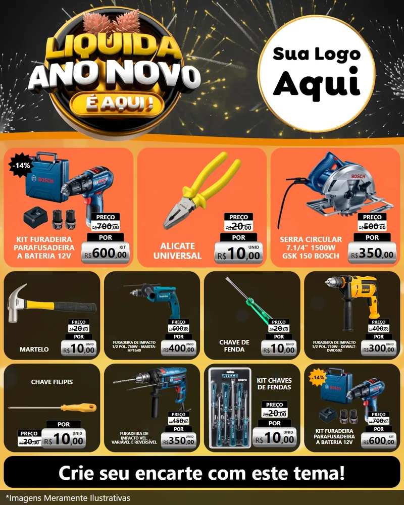 Modelo de Rede Social para Feed Instagram com o tema Liquida Ano Novo É Aqui! para Maquinas e Ferramentas