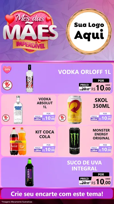 Modelo de TV para TV Vertical com o tema Mês das Mães Imperdível para Distribuidora de bebidas