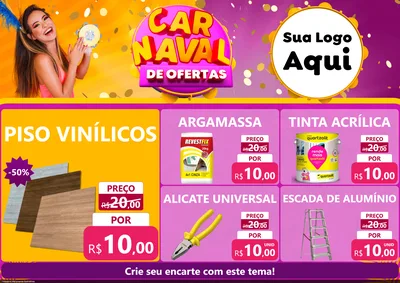 Modelo de Encarte para Encarte A4 Horizontal com o tema Carnaval de Ofertas para Material para Construção