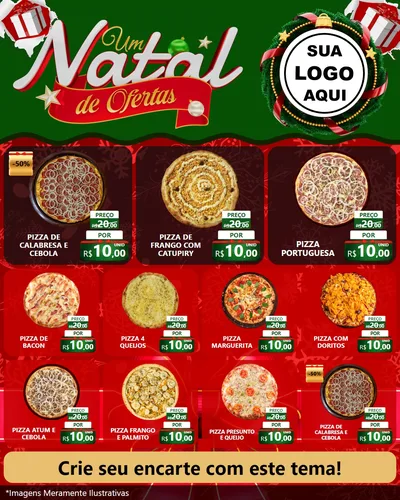 Modelo de Rede Social para Feed Instagram com o tema Um Natal de Ofertas para Pizzaria