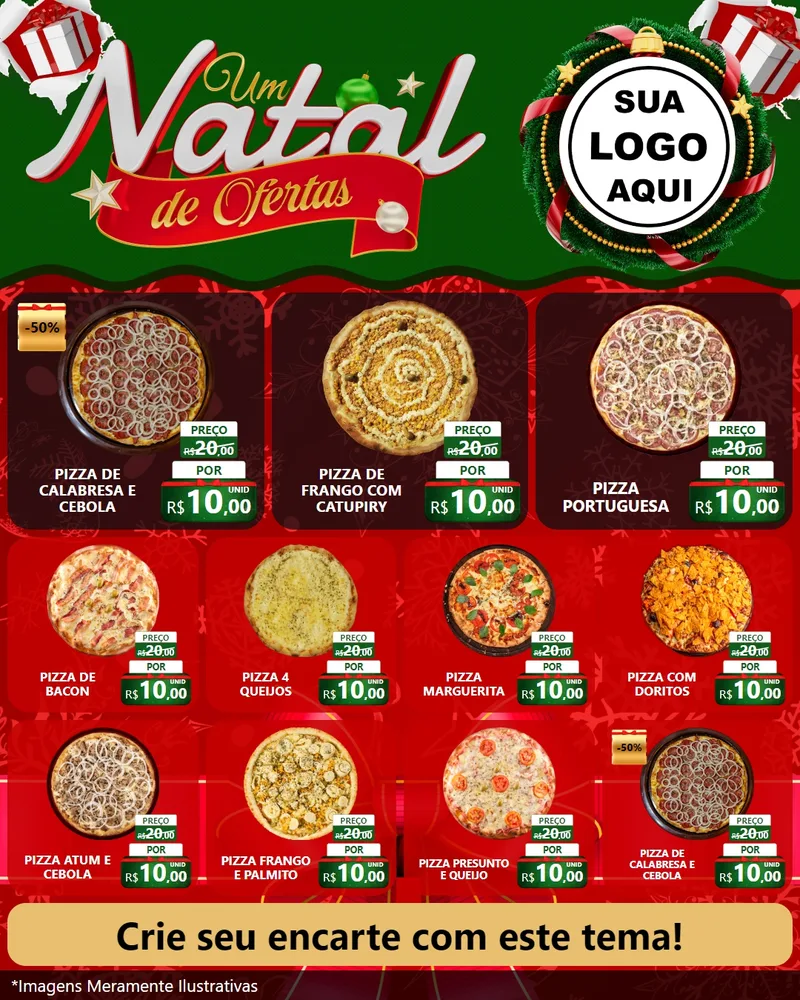 Modelo de Rede Social para Feed Instagram com o tema Um Natal de Ofertas para Pizzaria