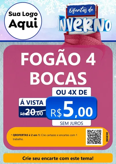 Modelo de Cartaz para Cartaz A4 Vertical com o tema Ofertas de Inverno para Móveis e Eletro