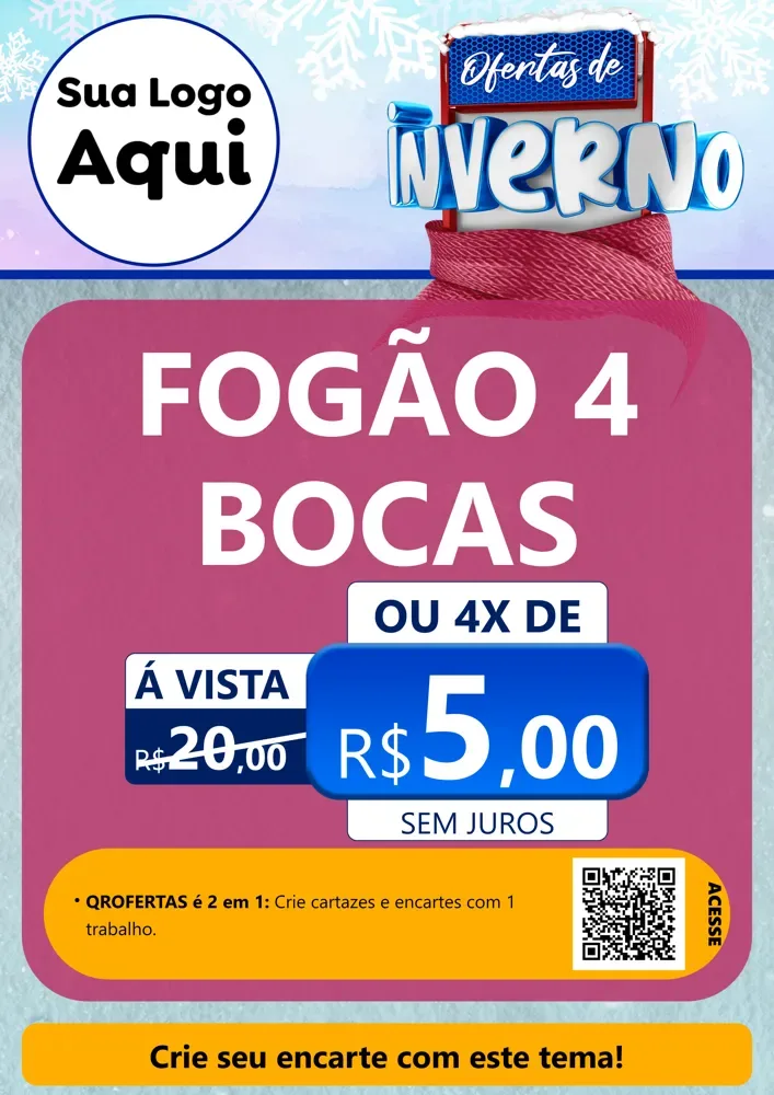 Modelo de Cartaz para Cartaz A4 Vertical com o tema Ofertas de Inverno para Móveis e Eletro