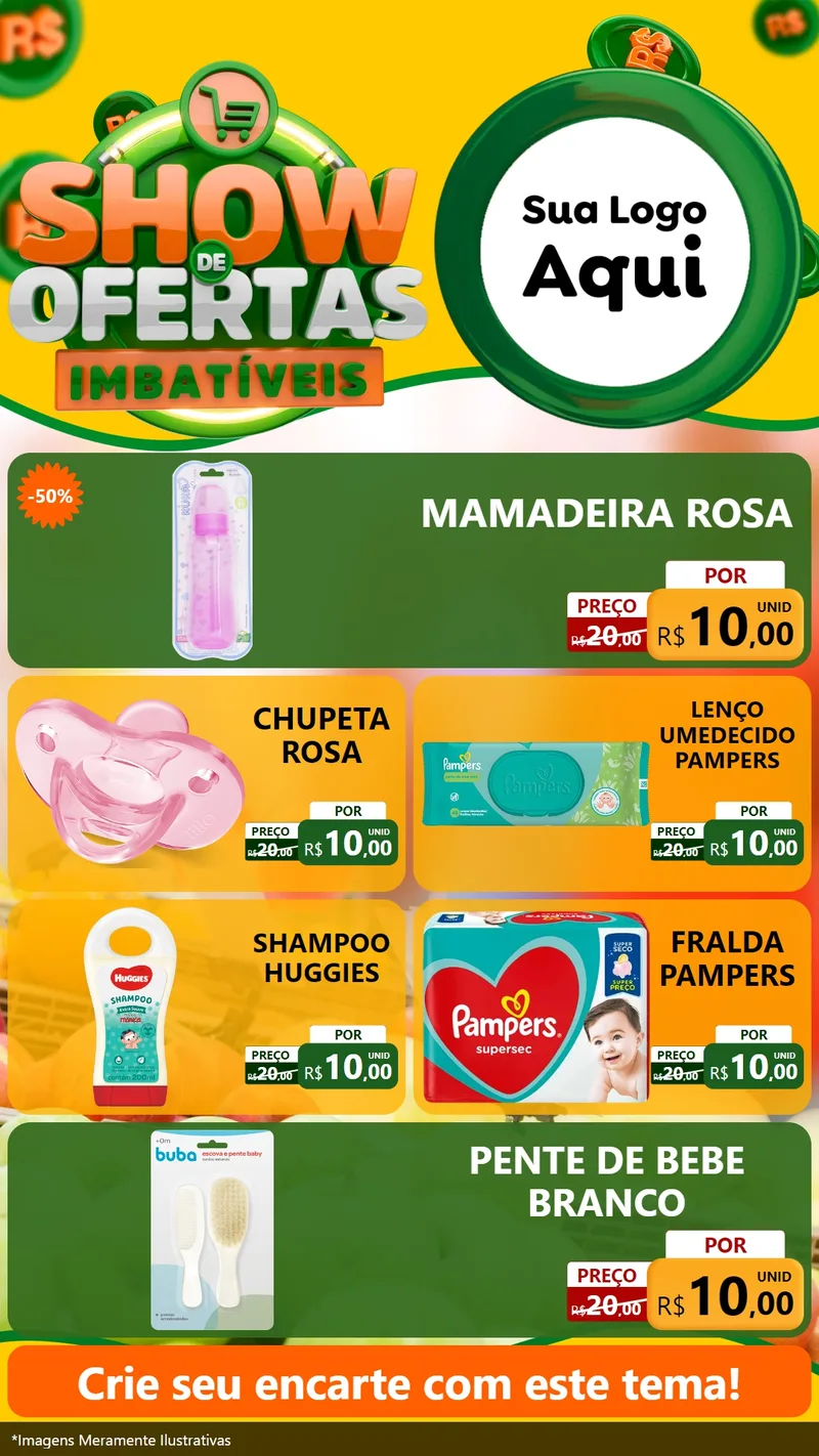 Modelo de TV para TV Vertical com o tema Show de Ofertas Imbatíveis para Bebês