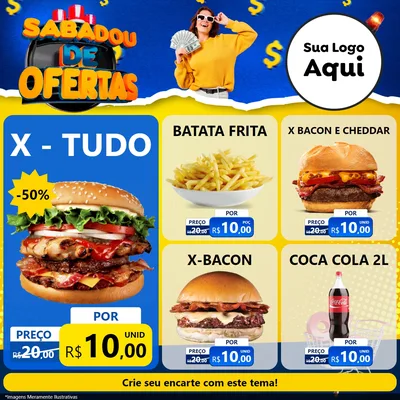 Modelo de Rede Social para Feed Facebook com o tema Sabadou de Ofertas para Hamburgueria