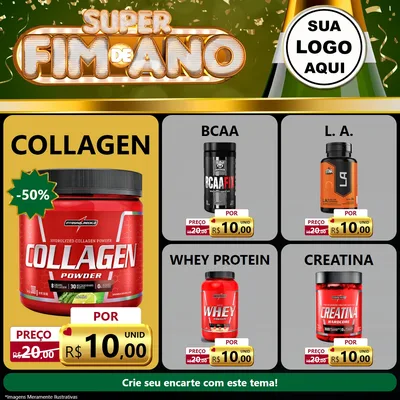 Modelo de Rede Social para Feed Facebook com o tema Super Fim de Ano para Suplementos alimentares