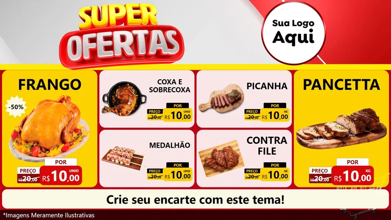 Modelo de TV para TV Horizontal com o tema Super Ofertas para Assados