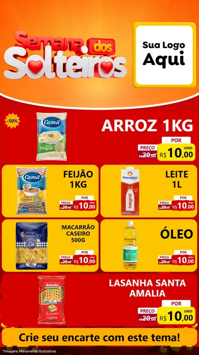 Modelo de TV para TV Vertical com o tema Semana dos Solteiros para Supermercado