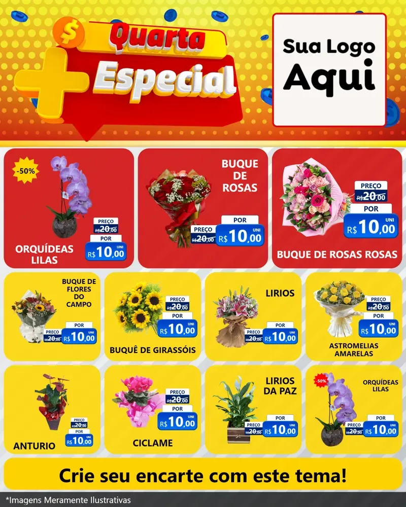 Modelo de Rede Social para Feed Instagram com o tema Quarta Mais Especial para Floricultura e jardim