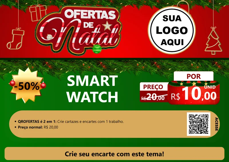 Modelo de Cartaz para Cartaz A4 Horizontal com o tema Ofertas de Natal para Informática
