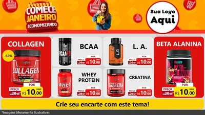 Modelo de TV para TV Horizontal com o tema Comece Janeiro Economizando para Suplementos alimentares