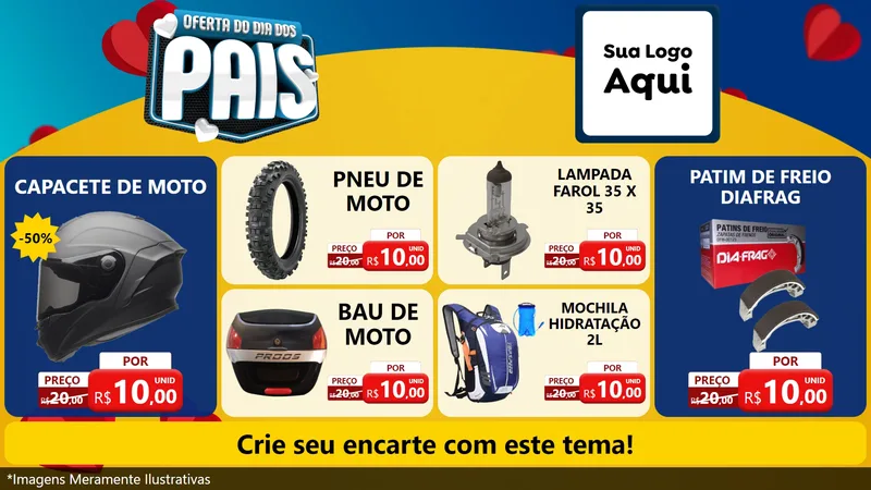 Modelo de TV para TV Horizontal com o tema Oferta Do Dia Dos Pais para Moto peças
