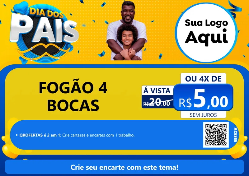 Modelo de Cartaz para Cartaz A4 Horizontal com o tema Dia dos Pais para Móveis e Eletro