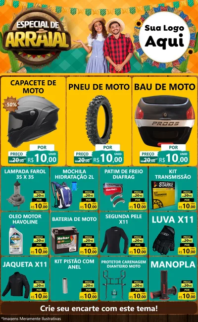 Modelo de Encarte para Encarte Grande com o tema Especial De Arraial para Moto peças
