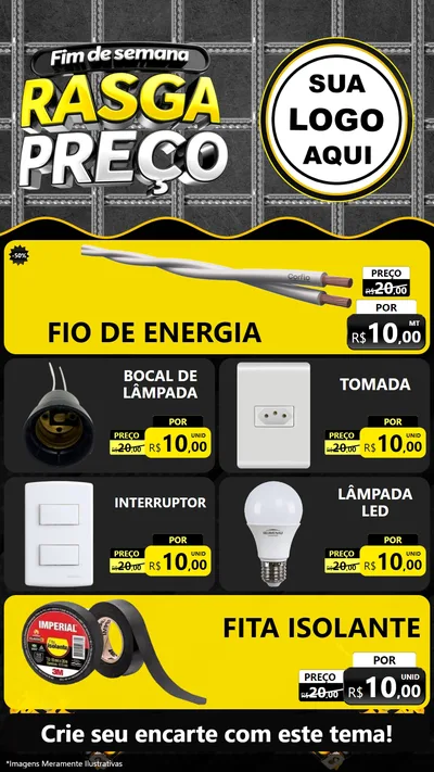 Modelo de TV para TV Vertical com o tema Fim de Semana Rasga Preço para Materiais Elétricos