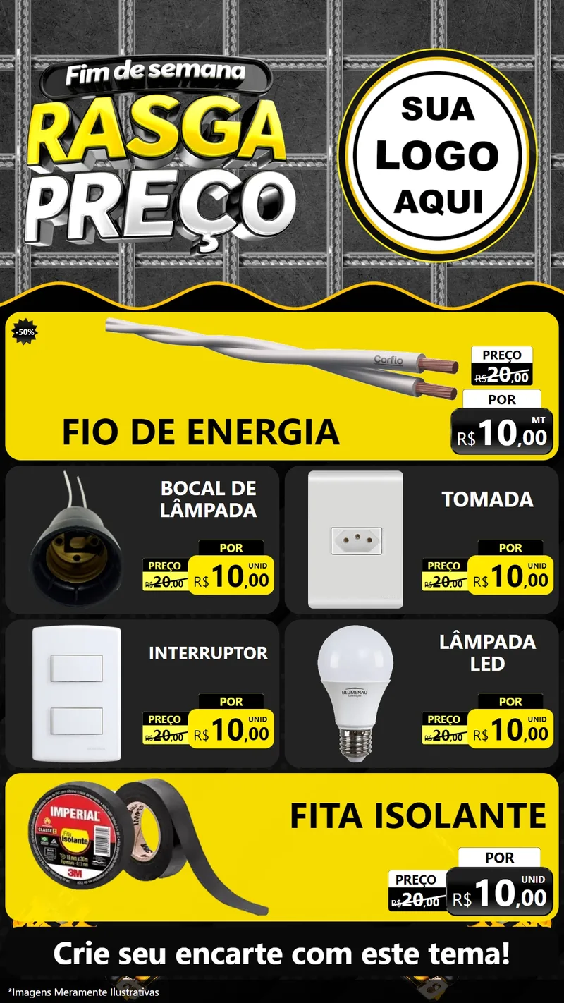 Modelo de TV para TV Vertical com o tema Fim de Semana Rasga Preço para Materiais Elétricos
